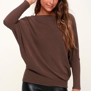 Verla Washed Plum Purple Dolman Sleeve Sweater Top